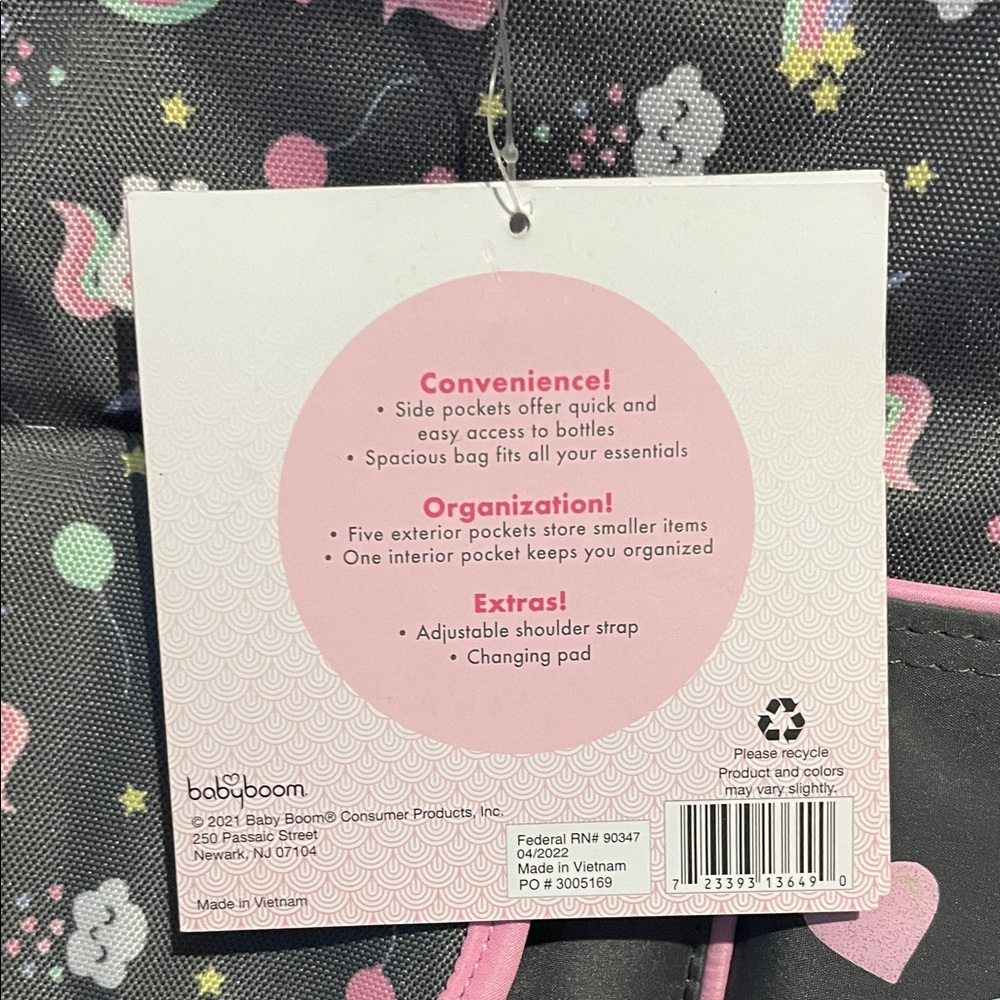 Unicorn Baby Bag - Black and Pink - Picture 3 of 5